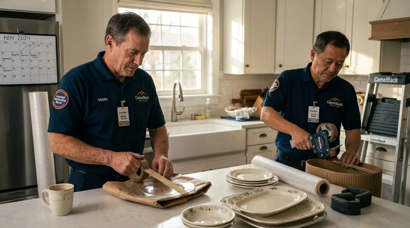 Professional crew packing kitchen dishware in Gainesville, GA